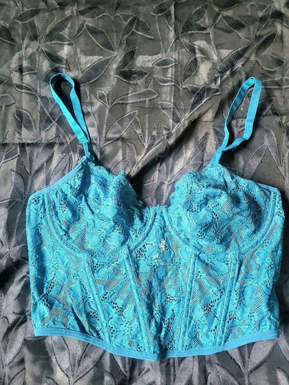 Avidlove Blue Lace Bustier Set Size Small Like New